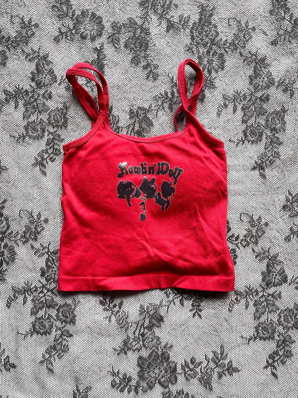 Red Punk Graphic Cami Cropped Top